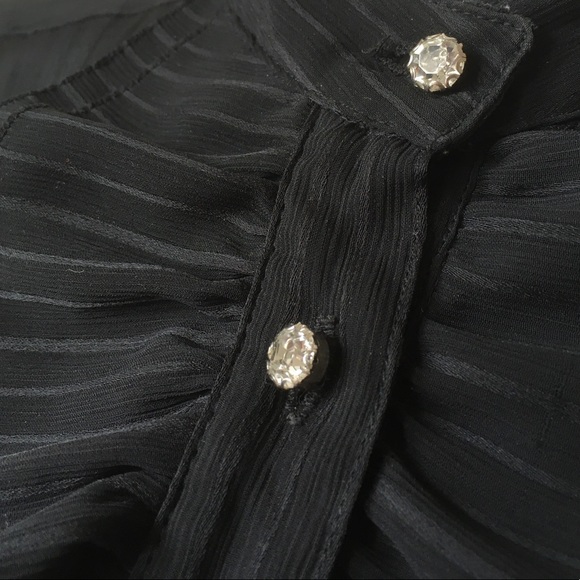 Sheer ruffle Black striped blouse sm - Picture 5 of 15